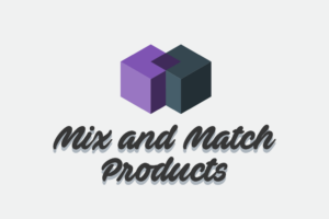 Two interlocking cubes with text "Mix and Match Products"