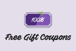 A 100% off coupon with text "Free Gift Coupons"